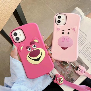 pig Ốp điện thoại silicone mềm hình con heo và gấu cho iphone 6 6s 7 8 Plus X Xs XR Xs Max 11 pro max 12 pro max