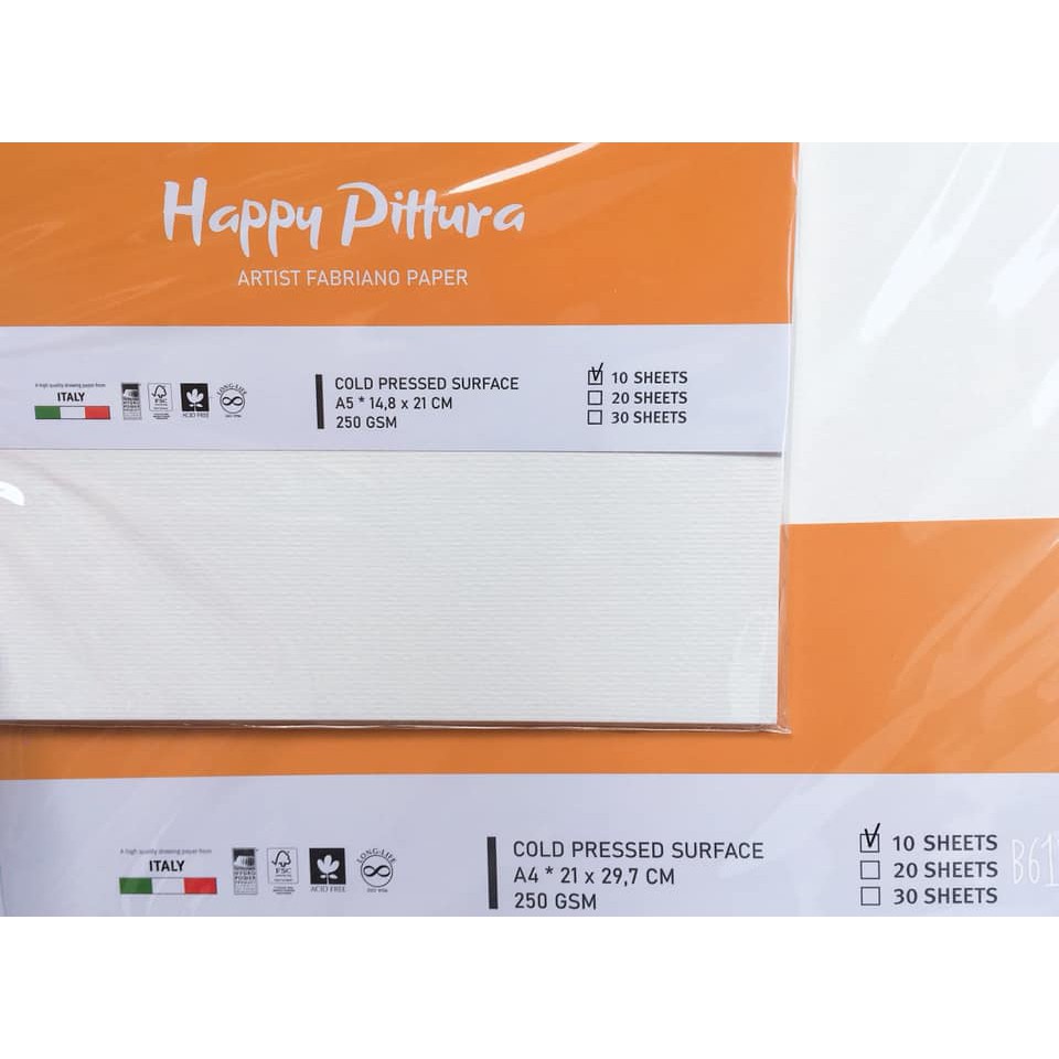 Giấy vẽ màu nước nhập khẩu Italy Happy (A6, A5, A4)