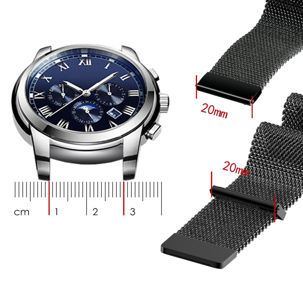 Dây Đeo Milanese 20mm Thay Thế Cho Đồng Hồ Thông Minh Samsung Galaxy active2 40mm 44MM Huami Amazfit GTR 42mm / GTS 4 3 2 2e 4Mini 2mini