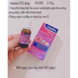 Vitamin D3 Drops Ostelin Úc dạng nhỏ giọt 2.4ml cho bé