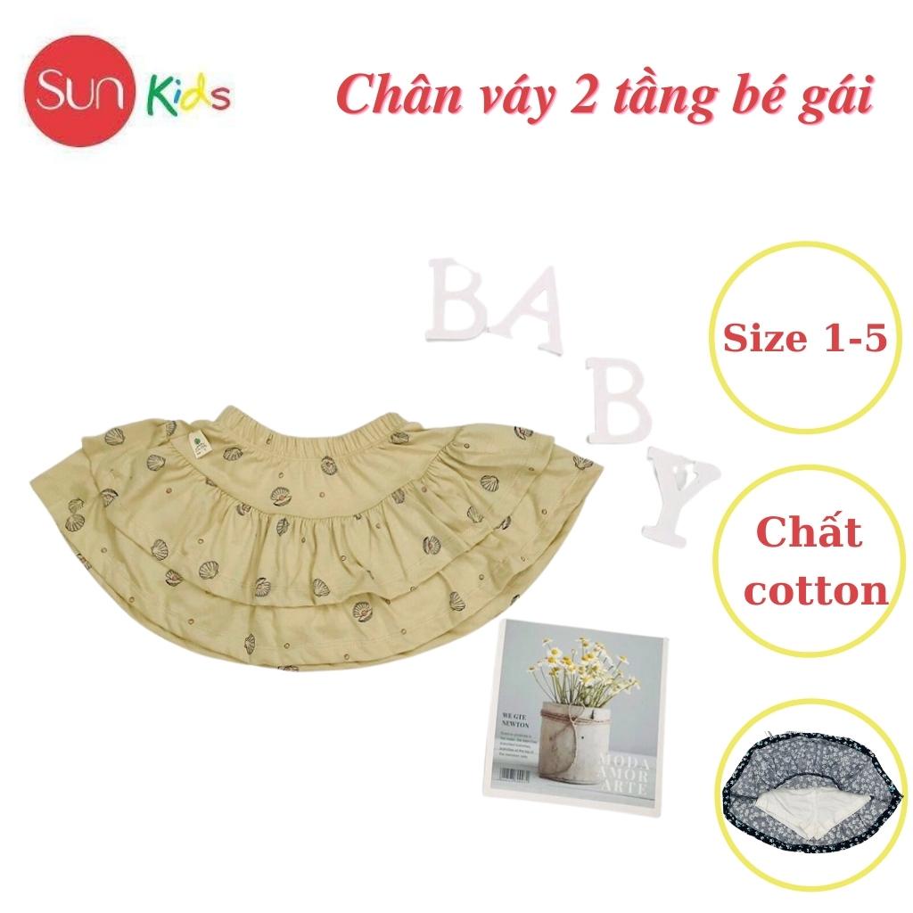 Chân váy cho bé, đầm bé gái 2 tầng, chất cotton, có quần đùi trong, size 1-5 - SUNKIDS