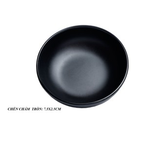 10 Chén Đựng Nước Chấm Tròn Nhựa Melamine Màu Đen Nhám (CC57N)