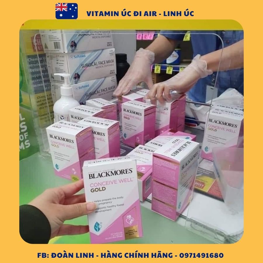 Viên Uống Tăng Thụ Thai Blackmores Conceive Well Gold Viên Uống Tăng Khả Năng Thụ Thai 56v, Hàng Chuẩn Úc Đi Air