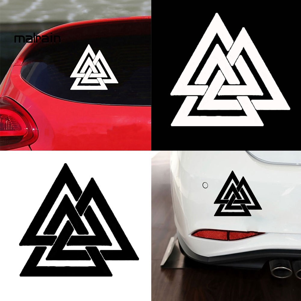Sticker phản quang trang trí xe hơi hình logo Valknut Odin Vikings độc đáo