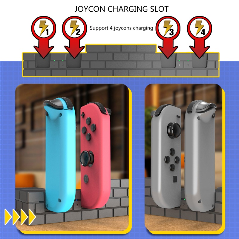 Đế Sạc 4 Ổ Cắm Cho Tay Cầm Chơi Game Switch Joy Con