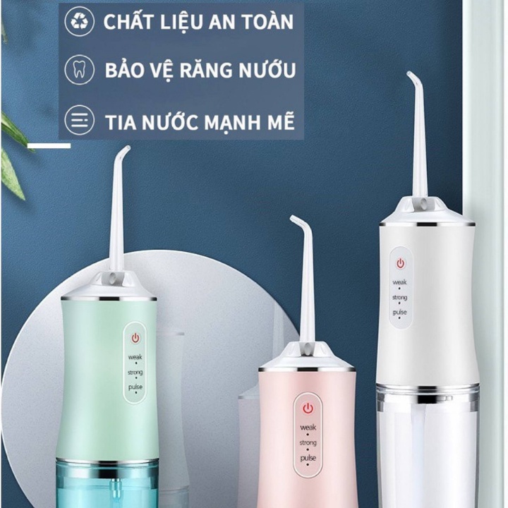 Máy Tăm Nước cầm tay Oral Irrigator - Tặng 4 đầu , Tăm nước vệ sinh răng miệng cực sạch công nghệ Châu Âu - 3 chế độ xịt