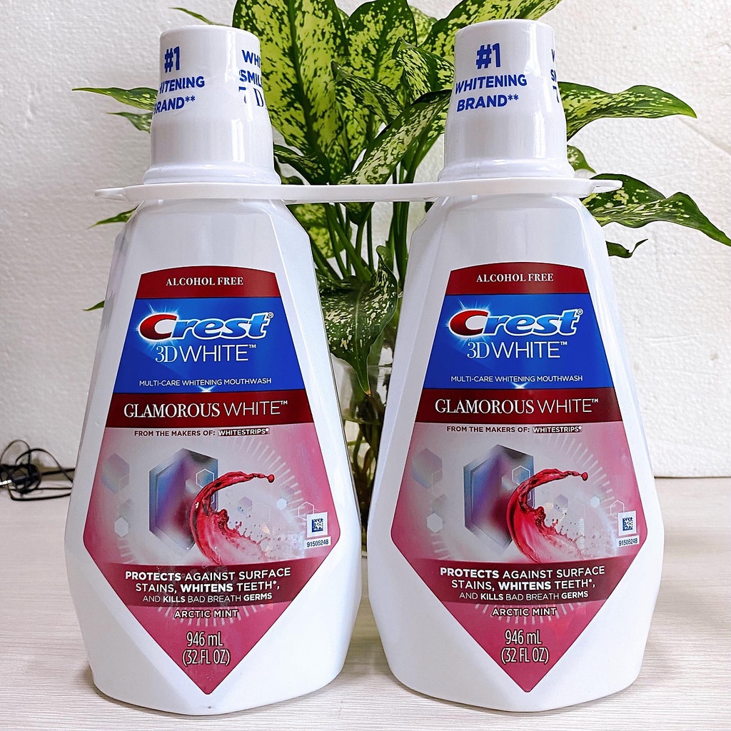 Nước súc miệng Crest 3D White Mỹ trắng răng 1 lít không cồn siêu sạch - Shop Viloet