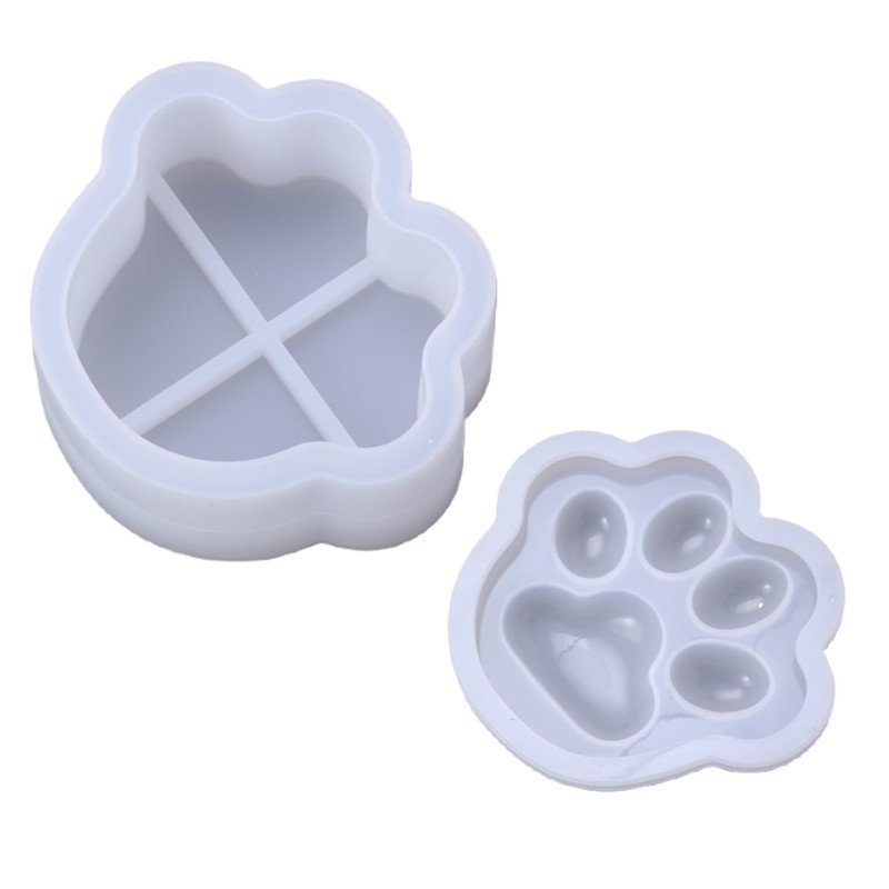 Khuôn Silicone Làm Hộp Nhựa Resin Epoxy Hình Dấu Chân Chó Trang Trí Nhà Cửa Diy