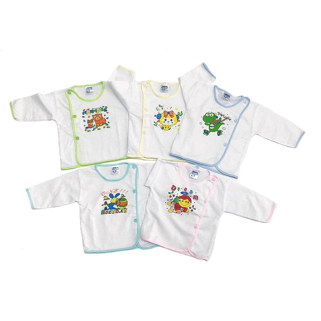 Áo Sơ Sinh Tay Dài Trắng Bác Sĩ  Viền Màu Bossini Cho Bé từ sơ sinh - 13kg