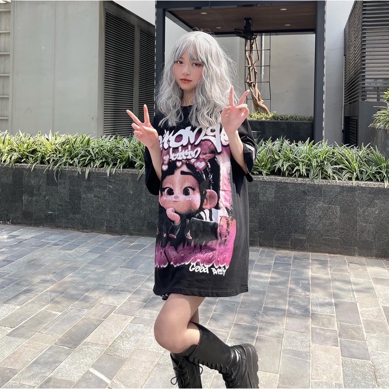 Áo thun tay lỡ chính hãng chất cotton thoáng mát, kiểu dáng oversize dài rộng - Vanellope tee