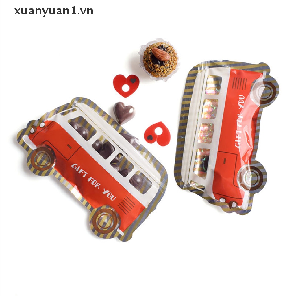Set 10 Túi Zip Đựng Quà Sinh Nhật Cho Bé Hình Xe Buýt