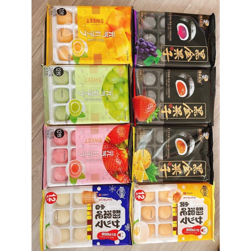 BÁNH MOCHI KEM LẠNH VỊ HOA QUẢ (12 bánh) - GÓI 180gr