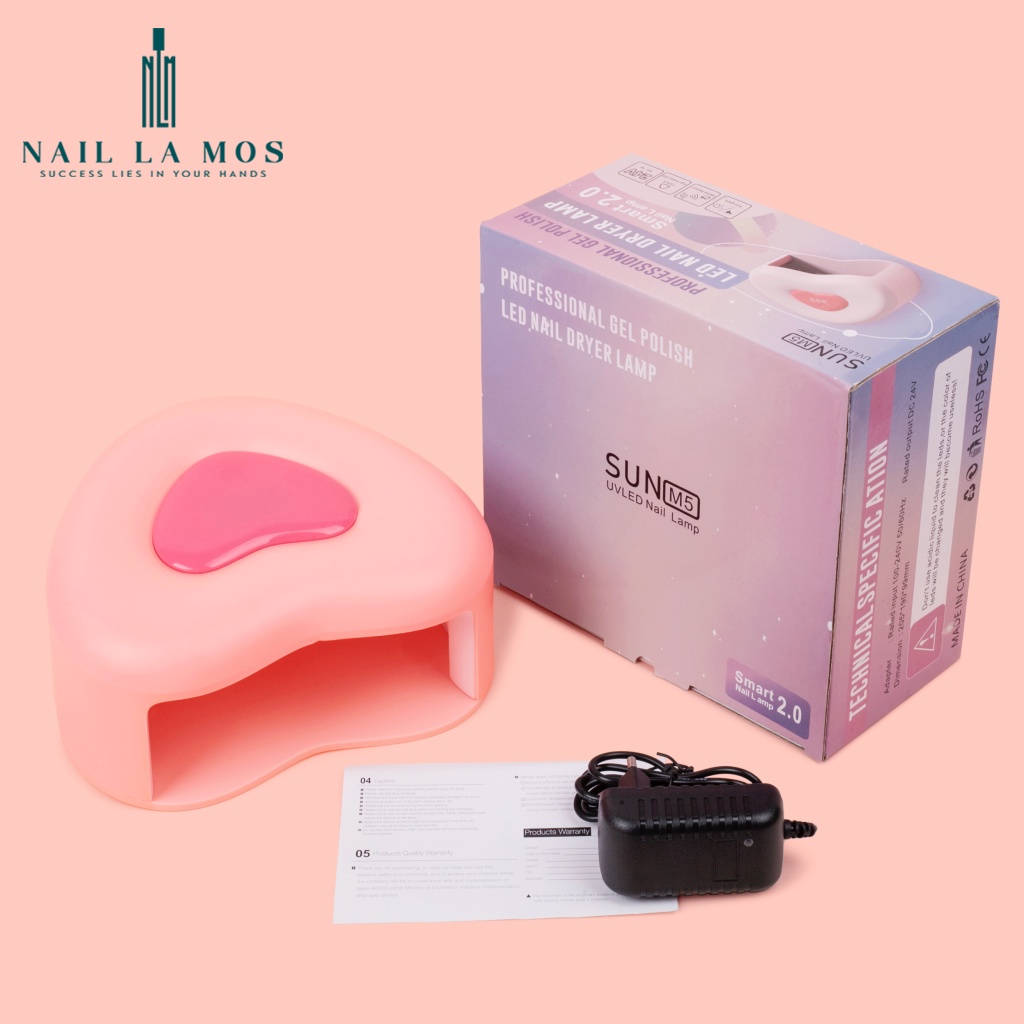 Máy hơ gel Sun M5 chính hãng 280W 53 bóng đèn - Máy hơ hình trái tim nhỏ gọn dễ thương