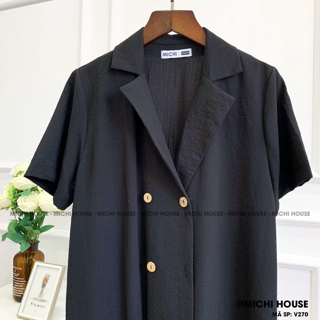 Váy Suông Đuôi Cá Cổ Vest Công Sở MICHI House Đầm Đũi Thiết kế Dáng Xuông Xòe Rộng Freesize V270 | BigBuy360 - bigbuy360.vn