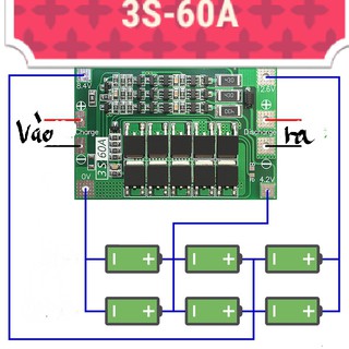 MẠCH BẢO VỆ PIN 3S-60A-12V6 XẢ 60A CÓ NGẮT QUÁ DÒNG VÀ XẢ QUÁ MỨC - 3S60A