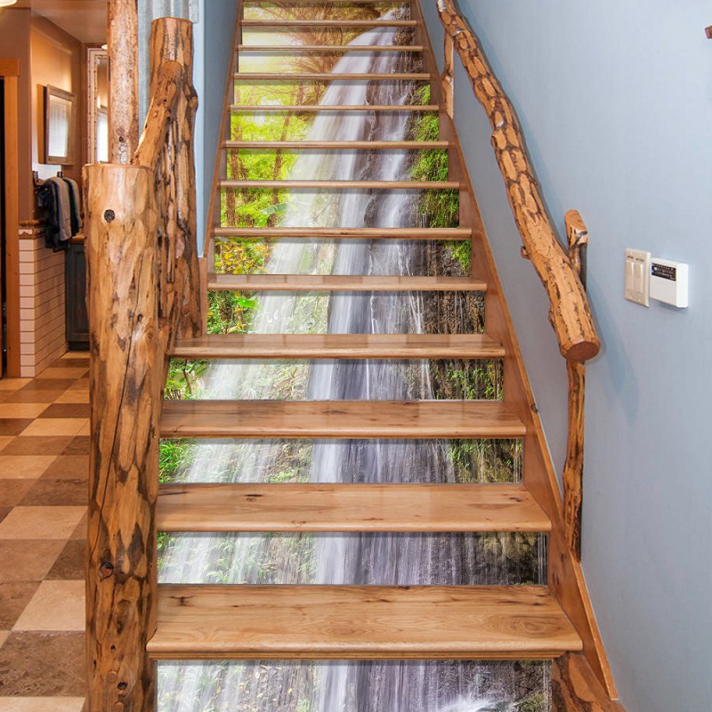 Tranh 3D Dán Cầu Thang Hình Thác Nước CLT005