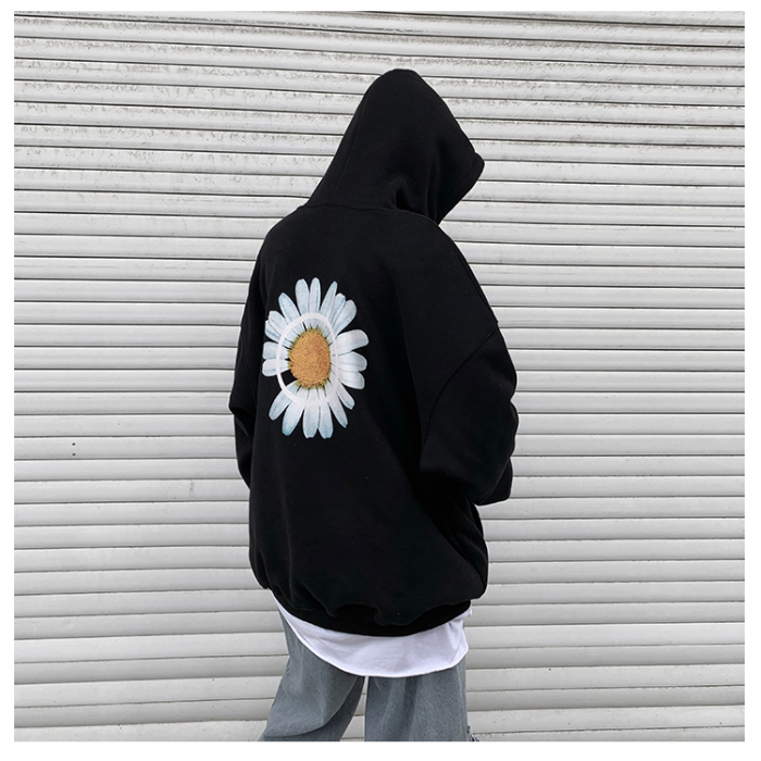 Áo hoodie dáng rộng in họa tiết hoa cúc thời trang mùa thu cho nam | BigBuy360 - bigbuy360.vn