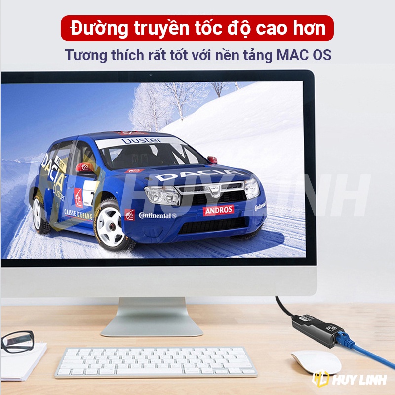 Cáp chuyển Type C ra Lan RJ45 Gigabit Ethernet 1000Mbps cho Laptop Macbook HL1311