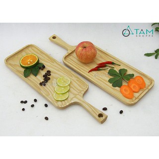 Khay gỗ chữ nhật đựng đồ ăn có tay cầm số 27 TTTM