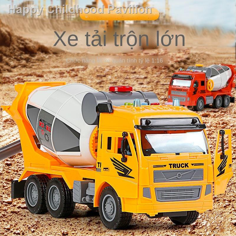 ✢Trẻ em bê tông ngoại cỡ xe tải kỹ thuật xe tải xi măng xe bồn trộn xi măng xe tải mô hình đồ chơi cậu bé đầu máy xe lửa
