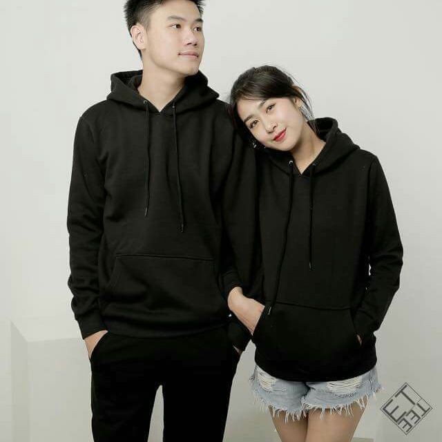 Hoddie nỉ bông đen trơn unisex - Khoác nỉ chui đầu đen basic có nón ( Ảnh thật + Video ) | BigBuy360 - bigbuy360.vn