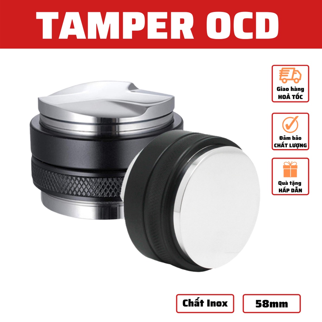 Tamper OCD 58mm hai đầu hình xoáy dụng cụ nén cà phê 3 lưỡi pha Espresso cafe Arabica Inox cao cấp tiện lợi chính hãng