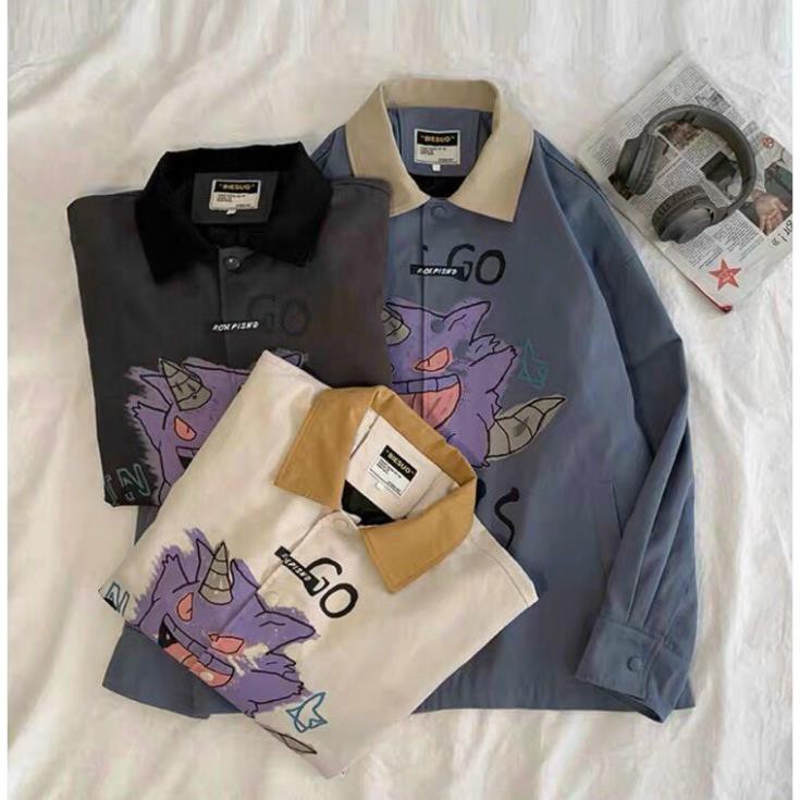 Áo Khoác Kaki nam nữ và cặp đôi LOKI SHOP Chống Nắng Có 3 Màu, Unisex Form Rộng in hình Poke Jacket Ulzzang | BigBuy360 - bigbuy360.vn