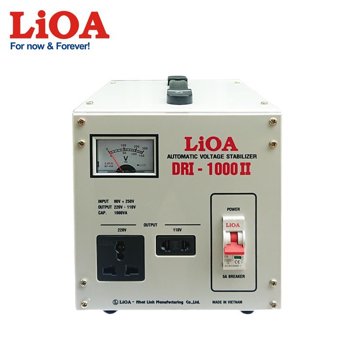 ỔN ÁP LIOA DRI 1000II 1KVA,BIẾN THẾ 220V-110V LIOA DẢI ĐIỆN 90V-250V