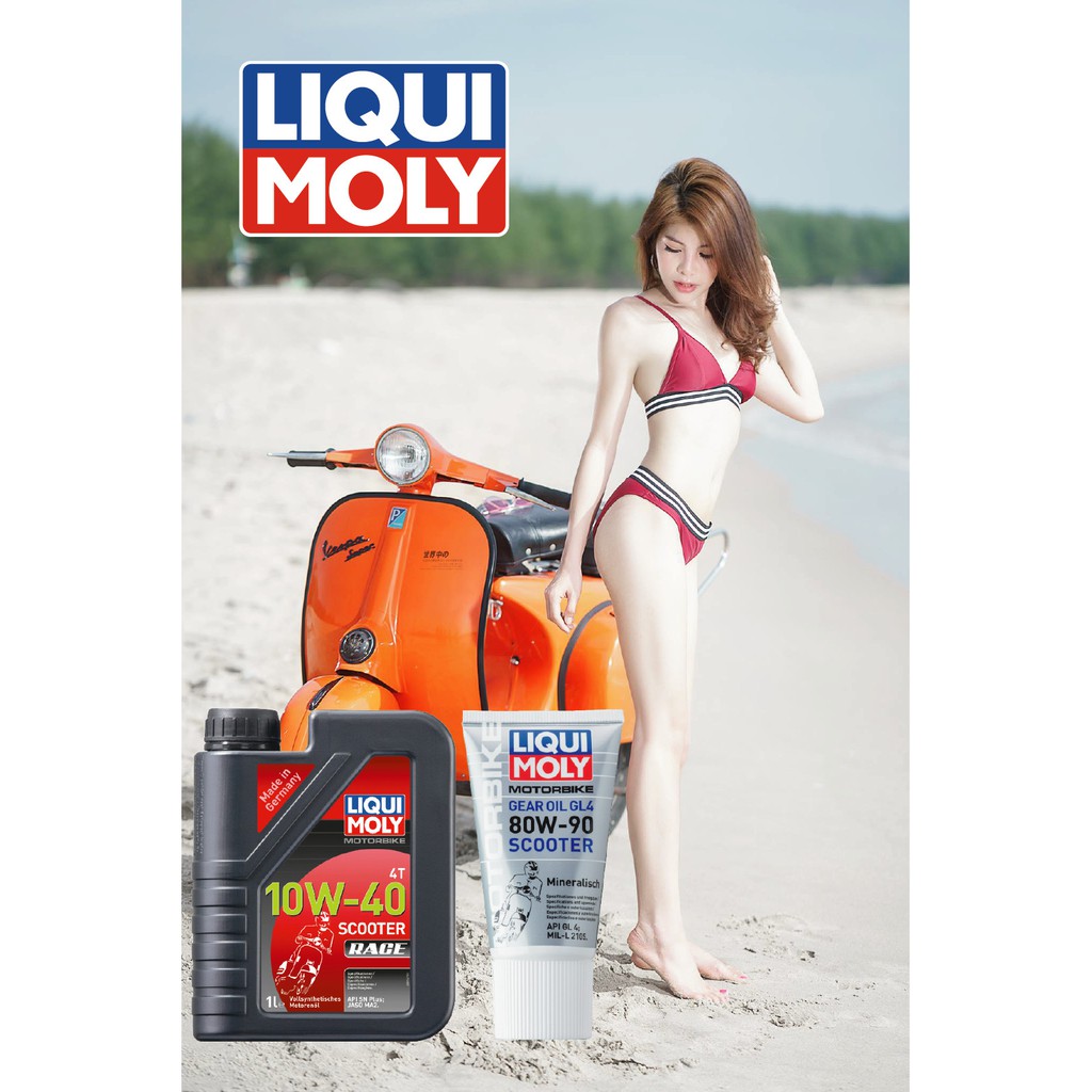 Combo nhớt Liqui Moly Scooter Race 10W40 +Hộp số liqui 150ML