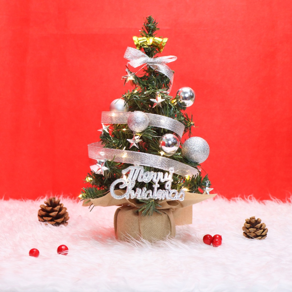 Cây thông noel nhí C29 Cây Thông Trang Trí Giáng Sinh Kèm Đèn và Phụ Kiện