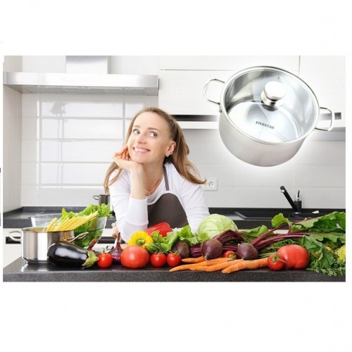 Bộ nồi inox 4 cái 3 đáy nắp kính Fivestar FS06CG