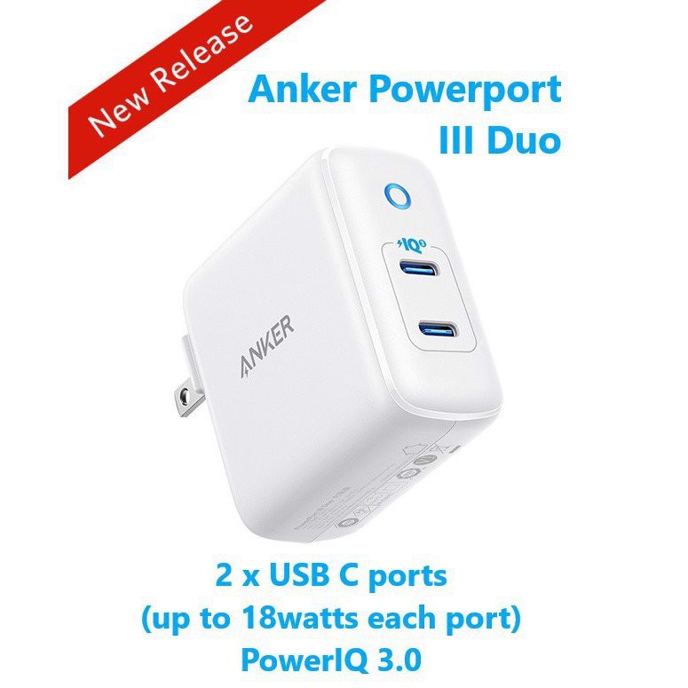 Sạc Anker PowerPort III Duo 36W (2 PIQ 3.0) - A2628