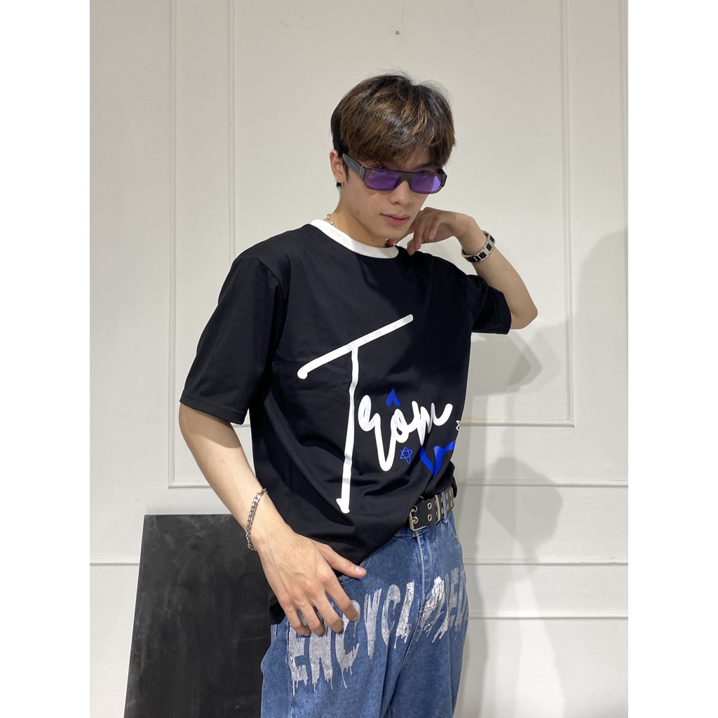 Áo thun nam nữ unisex basic banawa 100% cotton tay lỡ form rộng - Trộm Vía Tee - Màu Đen