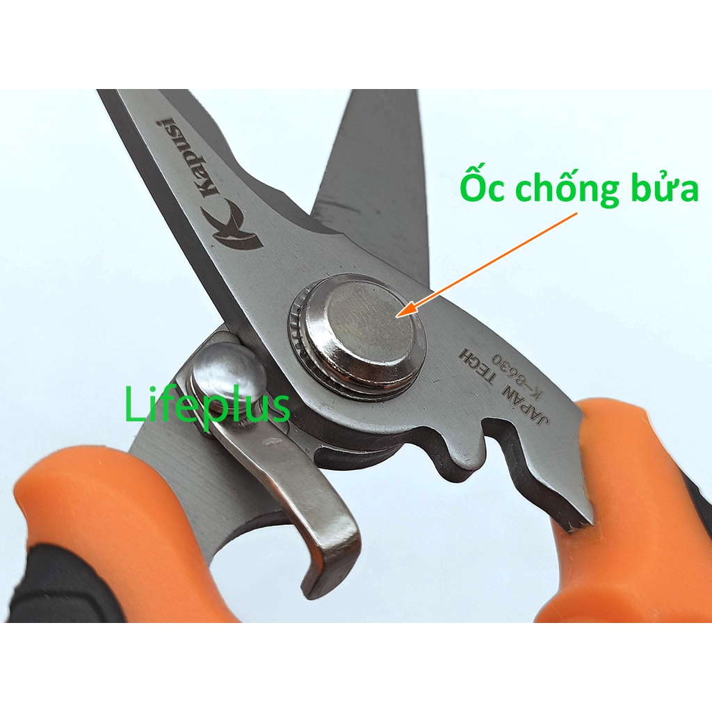 Kéo tỉa lá 180mm có chốt an toàn thép SK5 Kapusi K-8630