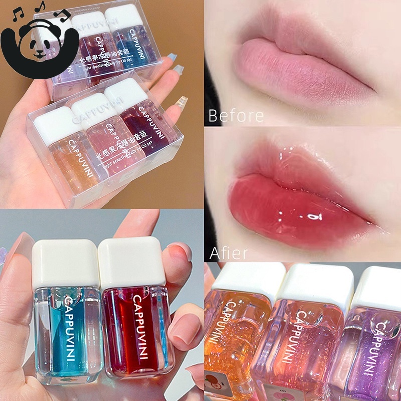 Set 3 Son Môi Dạng Thạch Dưỡng Ẩm Màu nude Lấp Lánh