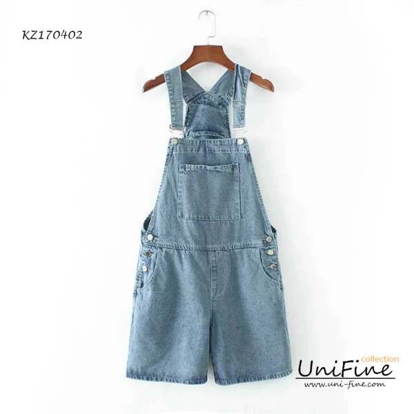 Quần short yếm jean nữ dễ thương có big size cho người hơn 60 , 70 , 80kg - KZ170403