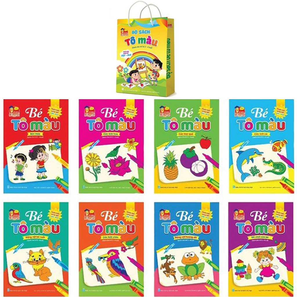 Sách - Bộ Tô Màu Cho Trẻ 3-4 Tuổi (8 Cuốn)