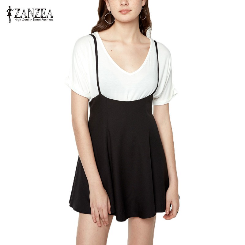 ZANZEA Váy yếm eo cao thời trang nữ