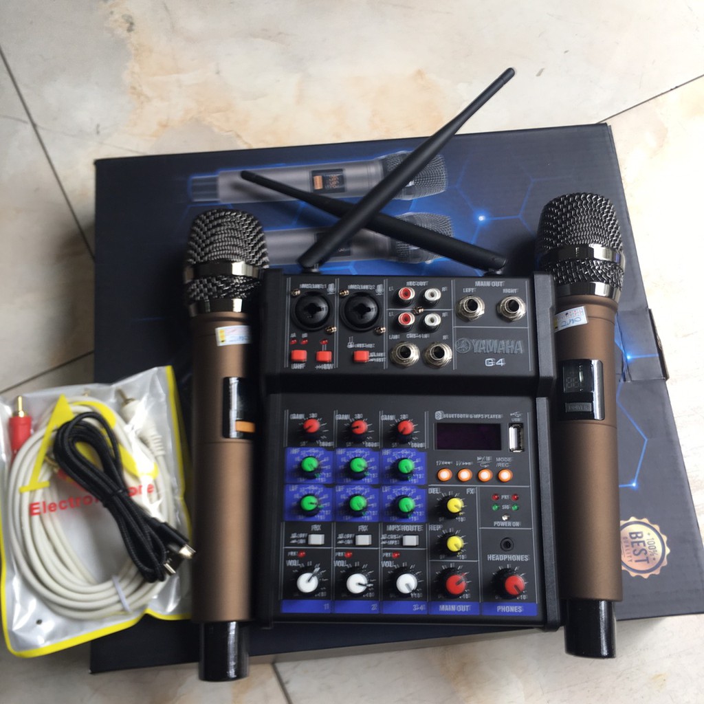 Mixer Livestream Yamaha G4 ÚSB Bluetooth ( tặng jack loa keo + jack 3.5 bông sen + 2 micro )