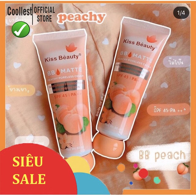 {HotTrend}Kem nền BB Cream đào 2in1 của Kiss Beauty (có chống nắng SPF45 và che khuyết điểm)_*Freeship**