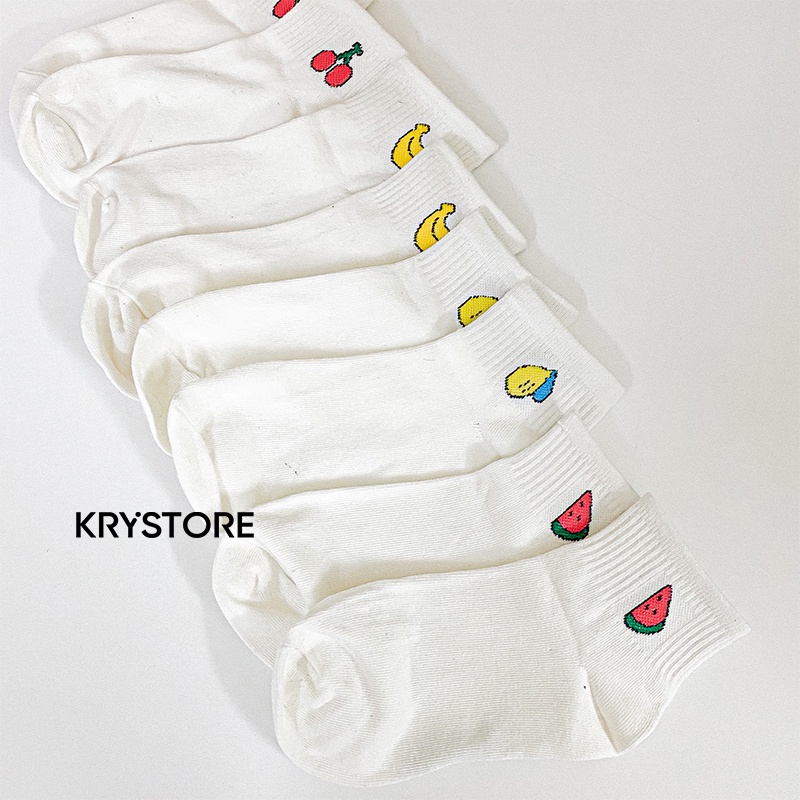 Vớ ngắn cổ hoa quả , tất nữ ngắn Krystore cotton dày đẹp NC26