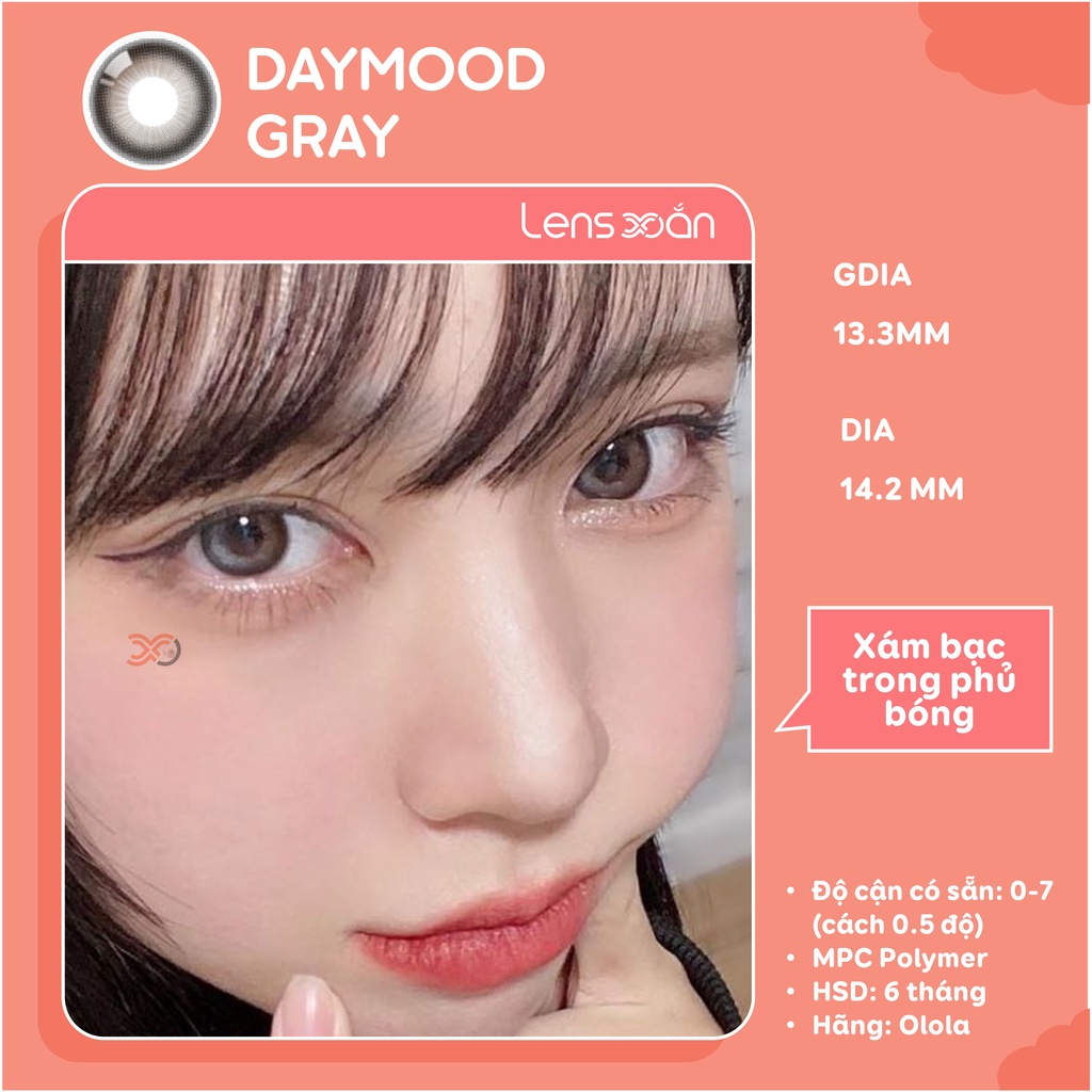 KÍNH ÁP TRÒNG CAO CẤP DAYMOOD GRAY CỦA OLOLA ( MPC LENS): LENS XÁM ĐEN ÁNH BẠC PHỦ BÓNG | LENS XOẮN ( GIÁ 1 CHIẾC)