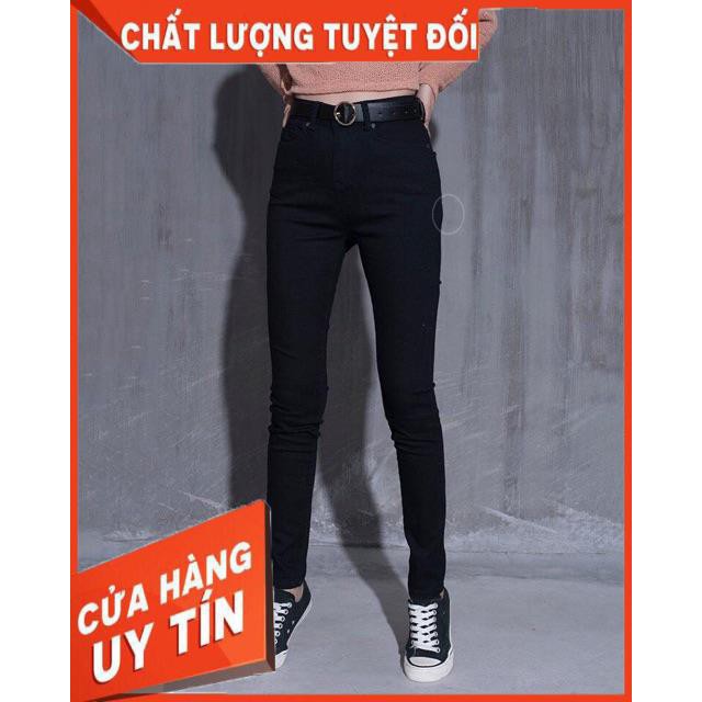 Quần skinny jeans đen trơn và rách gối- hình thật shop chụp