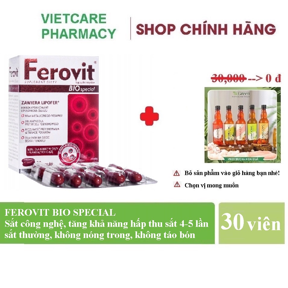 ✅ FEROVIT BIO SPECIAL (Sideral Forte mẫu mới)- Viên uống bổ sung sắt sinh học Lipofer cho bà bầu, người thiếu máu