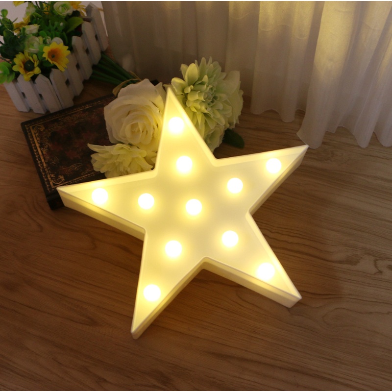 Đèn LED 3D 11 Bóng Hình Ngôi Sao Chạy Bằng Pin Màu Trắng
