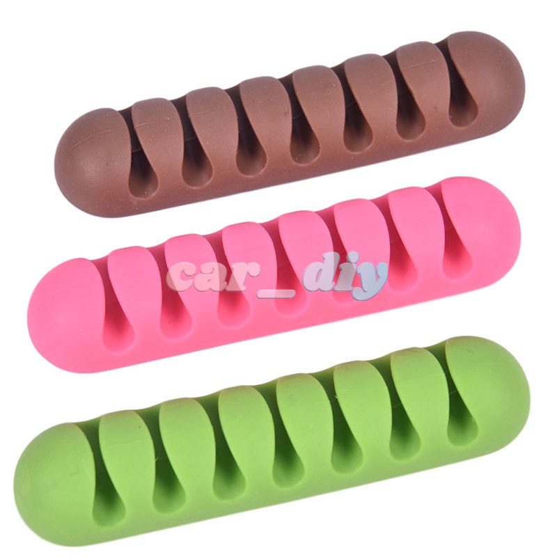Kẹp Cố Định Dây Cáp Sạc USB Bằng Silicone Tự Dính Tiện Lợi Dành Cho Xe Hơi / Nhà Cửa