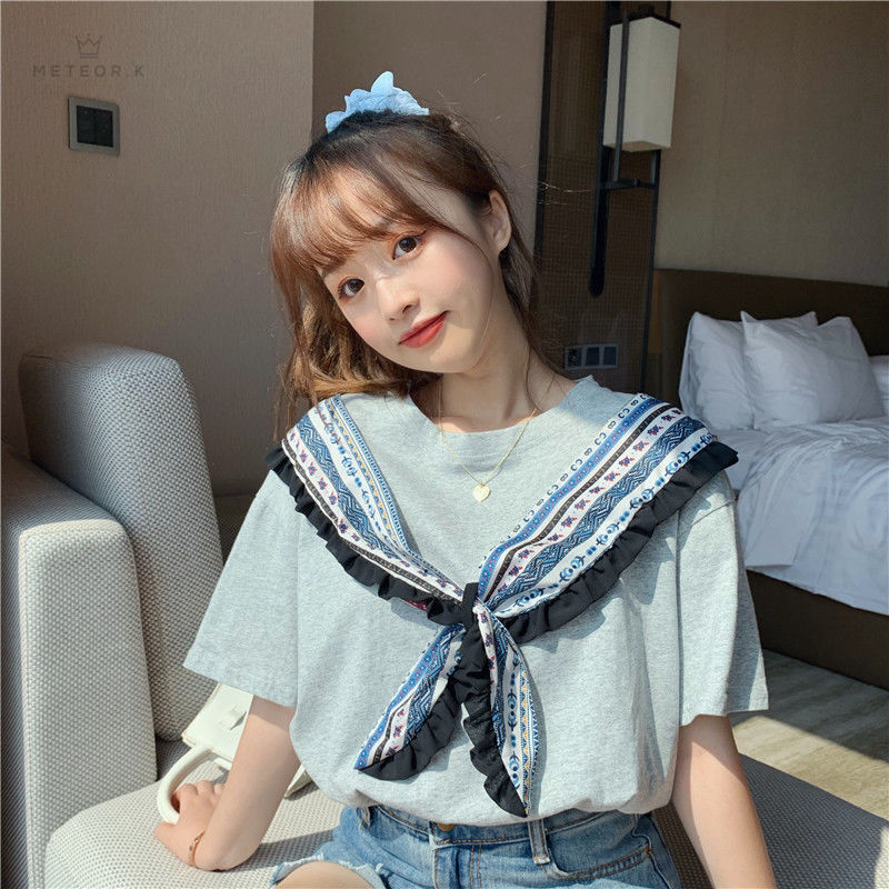Áo Thun Ngắn Tay Cổ Tròn Phong Cách Hàn Thời Trang Nữ