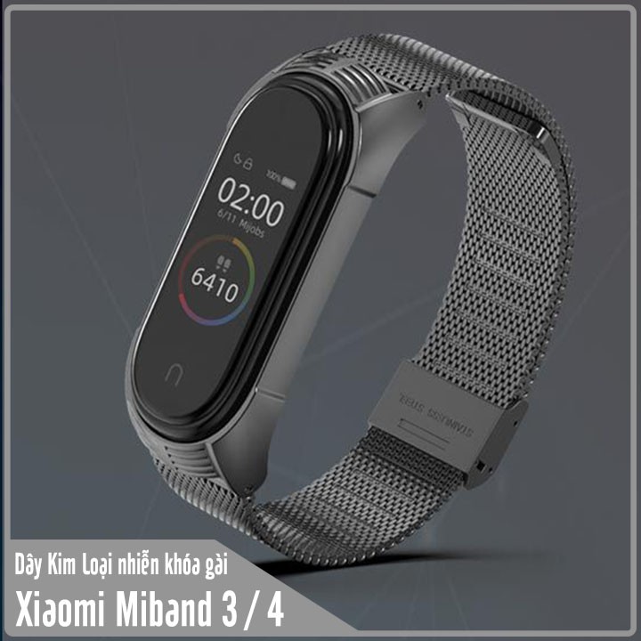 Vòng thay thế Xiaomi Miband 3 / 4 Mijobs kim loại bản nhỏ khóa gài TF