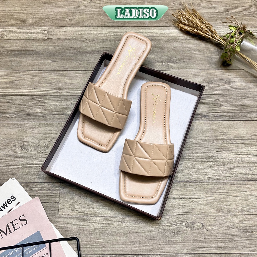 Dép nữ quai ngang da lì cao cấp phong cách đơn giản sang trọng quí phái LADISO TT378