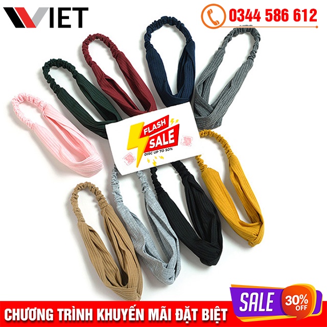 Băng Đô Turban/ Headband Đan Chéo Hè Vải Cotton Phong Cách Hàn Quốc Màu Sắc Tươi Sáng, Năng Động